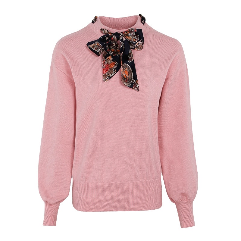 Juste Pour Vous Rose Tour De Cou Noeud Papillon Dames De Dentelle Tricot Pull |