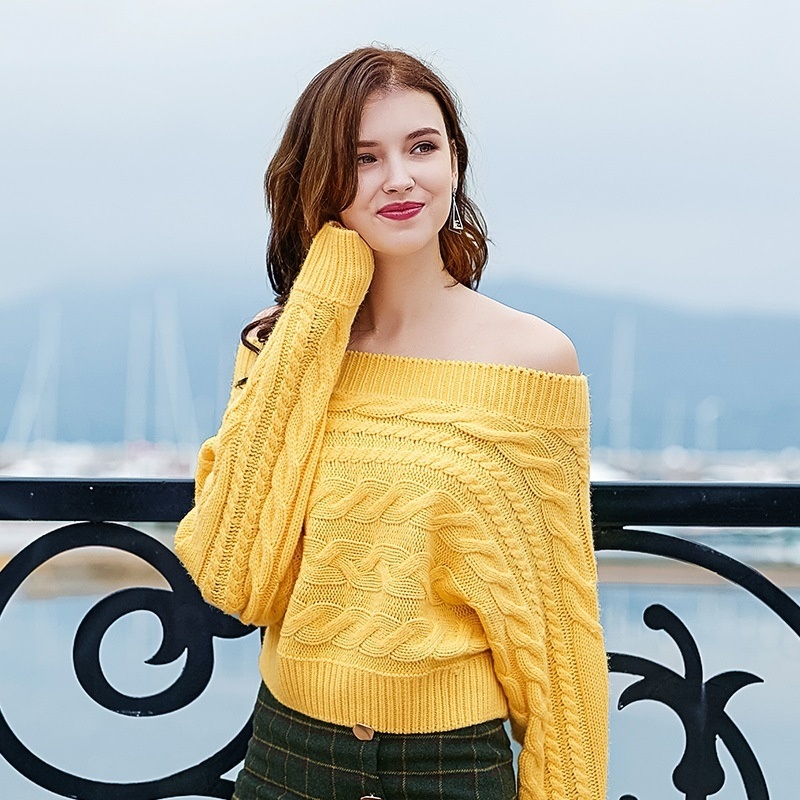 Stricken eine Chance Kragen aus Elastischem Ripp Langarm Winter Pullover