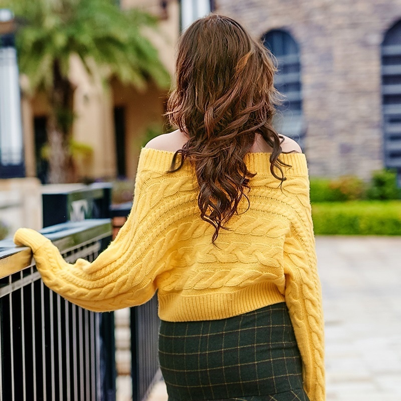 Stricken eine Chance Kragen aus Elastischem Ripp Langarm Winter Pullover