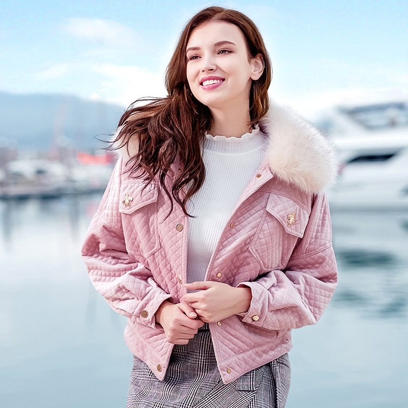 Short Emma Faux Fur Collar Single Breasted Velvet Warm Jacket |