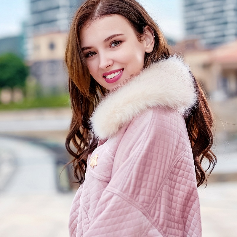 Short Emma Faux Fur Collar Single Breasted Velvet Warm Jacket |