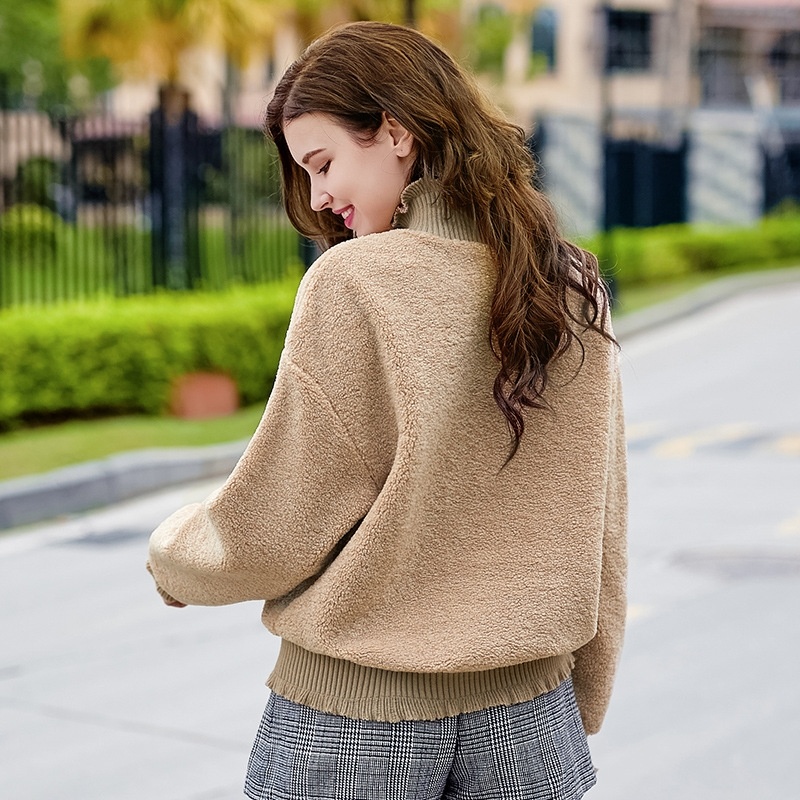 Ticket to Cozy High Neck Retro Embossed Lady Plush Sweater | VoguesUs