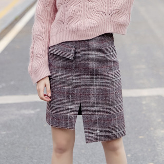 Sweet Darling Plaid Chaud Hound Split De Laine Jupes | VoguesUs