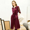 Lace Silk Self-Cultivation Silk Round Neck Sleeve Dress