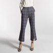 Silvia High Waisted Checked Skinny Wide Leg Trousers with Split Front