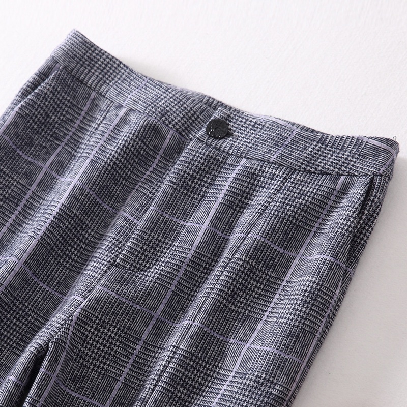 Überprüfen Sie Neun Punkte Split Hohe Taille Bell-Bottoms