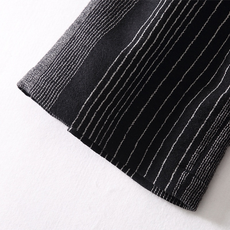 Casual Stripes Nine Straight Waist Wide Leg Pants