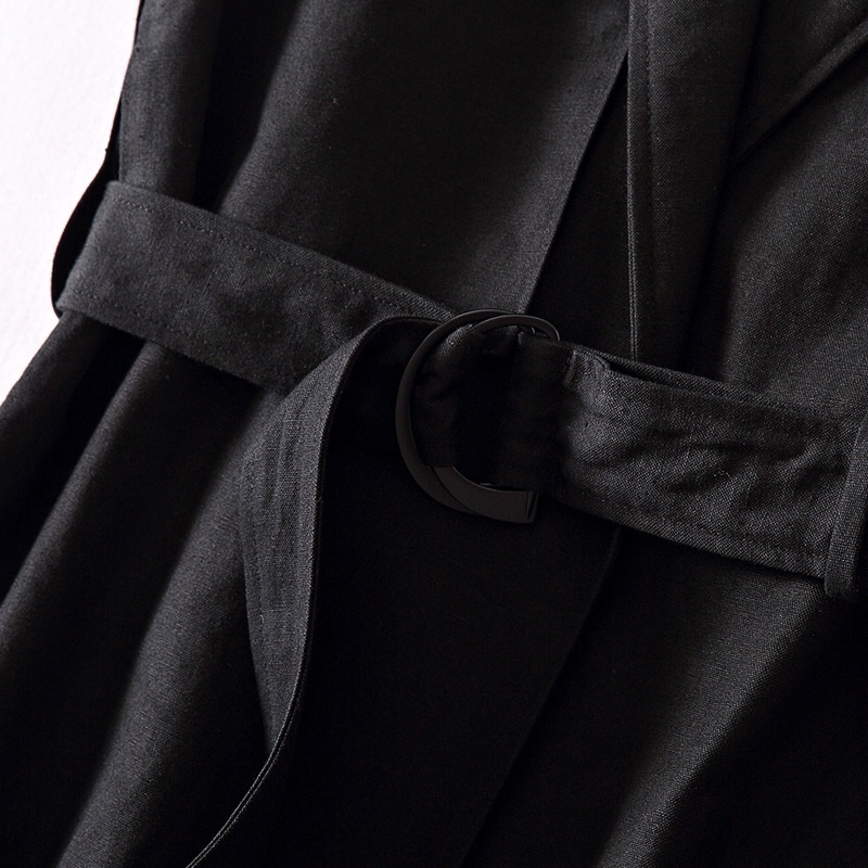 Européenne Et Américaine De La Mode Revers Sans Manches Robe En Lin