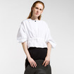 M Cacoon Col Rond Demi-Manches Lanterne Cardigan Chemisier