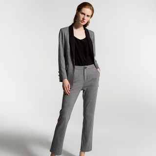 Noir Et Blanc Grille Petit Costume De Droite Droite Pantalon De Costume