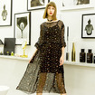 Hem Sleeved Round Neck Loose Silk Printed Dress