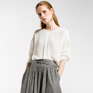 Europa Und Die USA V-Kragen-Kragen Lose Solid Color Silk Shirt