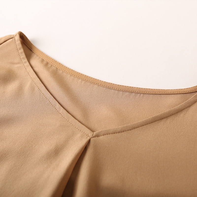Europe And The United States V-Collar Collar Loose Solid Color Silk Shirt