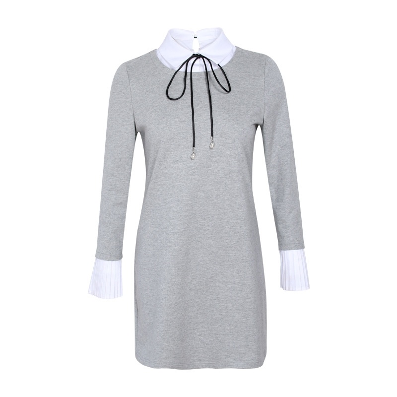Tie Lapel Pleated Sleeves Sweet Little Fresh Dress