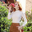 Hoher Kragen 3/4 Ärmel Joker Rib Knit Pullover