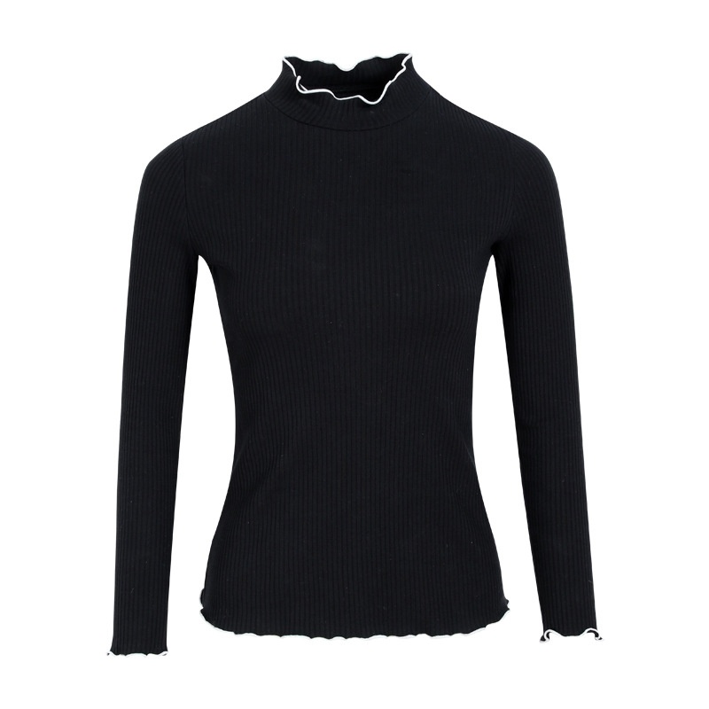 Hit Half-Color High Collar Nine-Point Ladies Joker Sweater