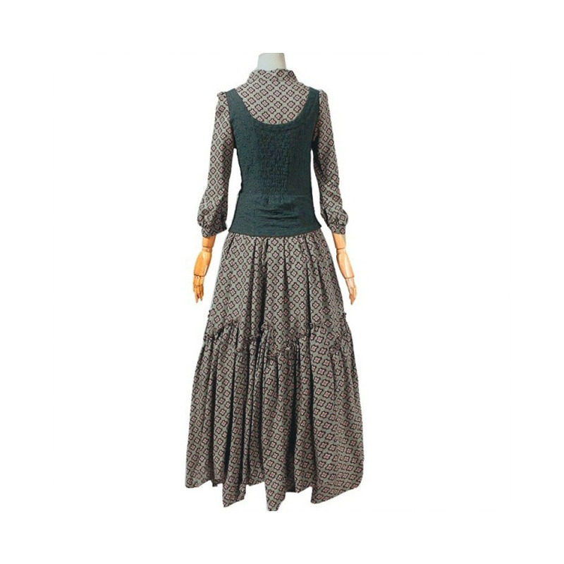 Gedruckt Vintage-Schnalle Gestickte Schlank Lange Kleid