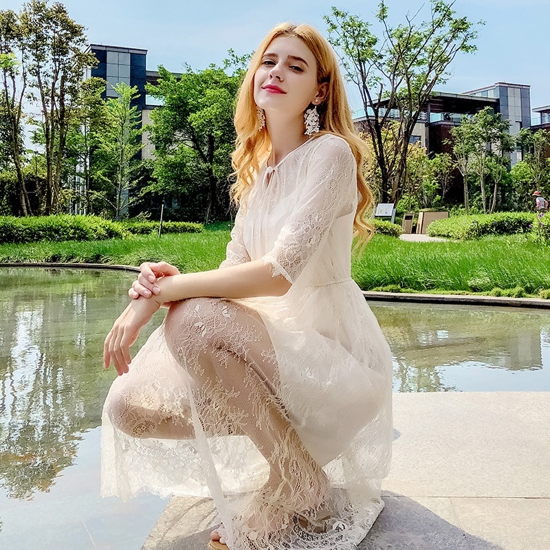 Round Neck Lace Skirt Dress