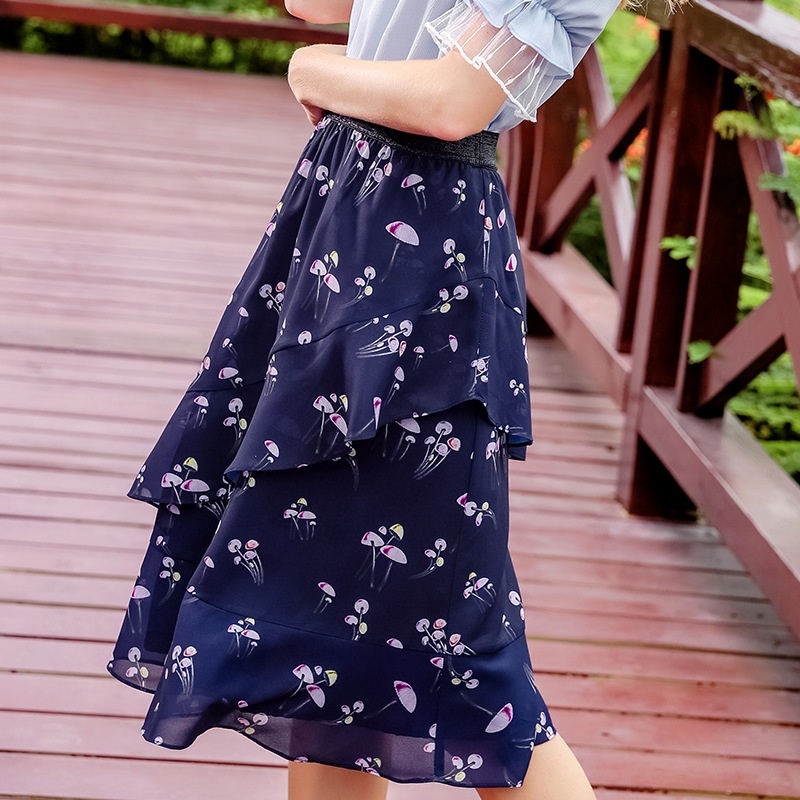 Elastisch Geraffte Chiffon-Rock