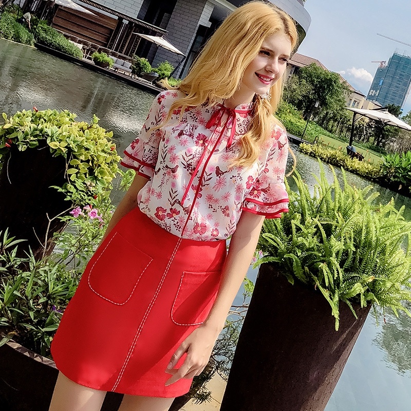 A Word Skirt Solid Color Mosaic Skirt