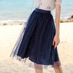Elastic Waist Pleated Mesh Skirt