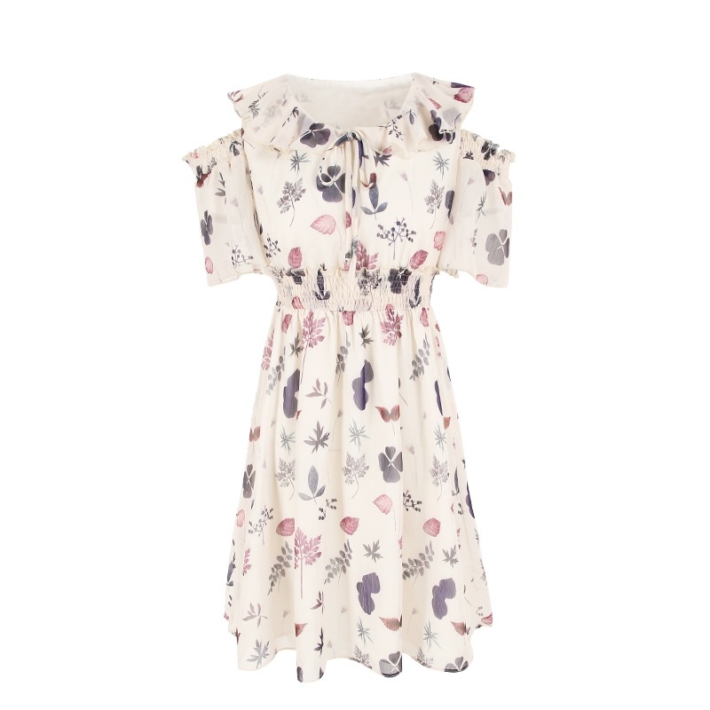 Col rond Manches A-imprimer en Mousseline de soie Robe