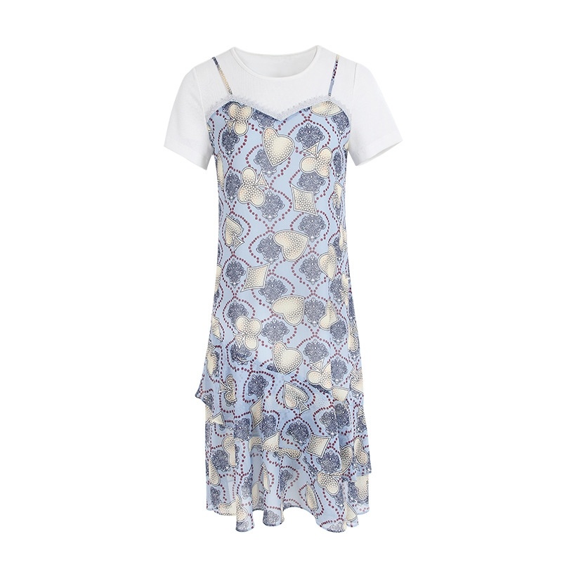 Round Neck Chiffon Fake Dress