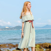 - Rundhalsausschnitt-Geraffte Plissee-Chiffon-Kleid