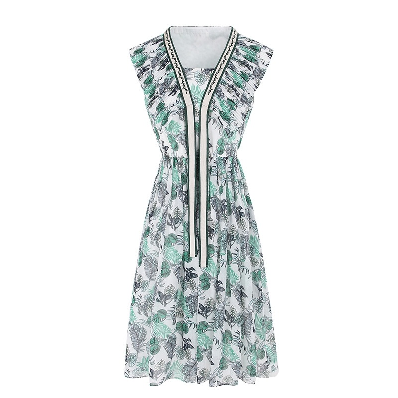 Long And Large Printed Chiffon Dress