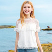 Round Neck Hook Flower Hollow Lace Shirt