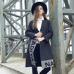 Simple Stylish Striped Alphabet Wool Coat
