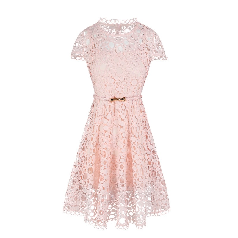 Round Collar Water Soluble Lace A Dress