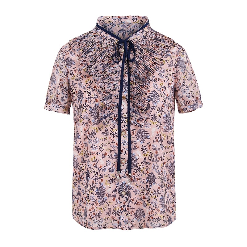 Kragen Einreiher Gedruckt Chiffon Shirt
