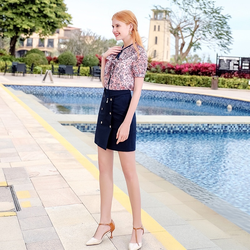 Double-breasted A-line Skirt
