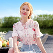 Lace V-neck Sleeve Sleeve Chiffon Top
