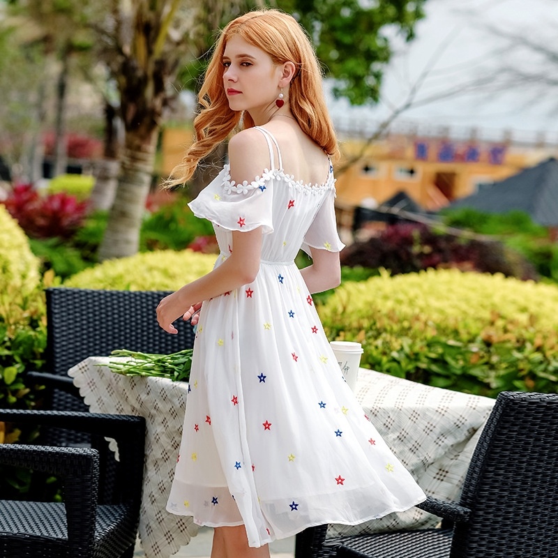 Strapless Strapless Embroidered Chiffon Dress