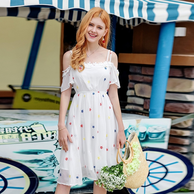 Strapless Strapless Embroidered Chiffon Dress