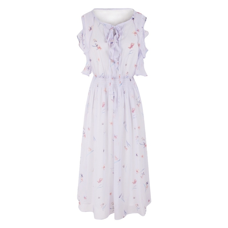 Lotus Leaf Strapless Shoulder Dress