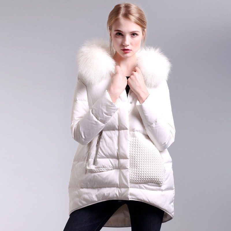 Inocente Blanco Cálido Cuello De Piel De Moda Por La Chaqueta