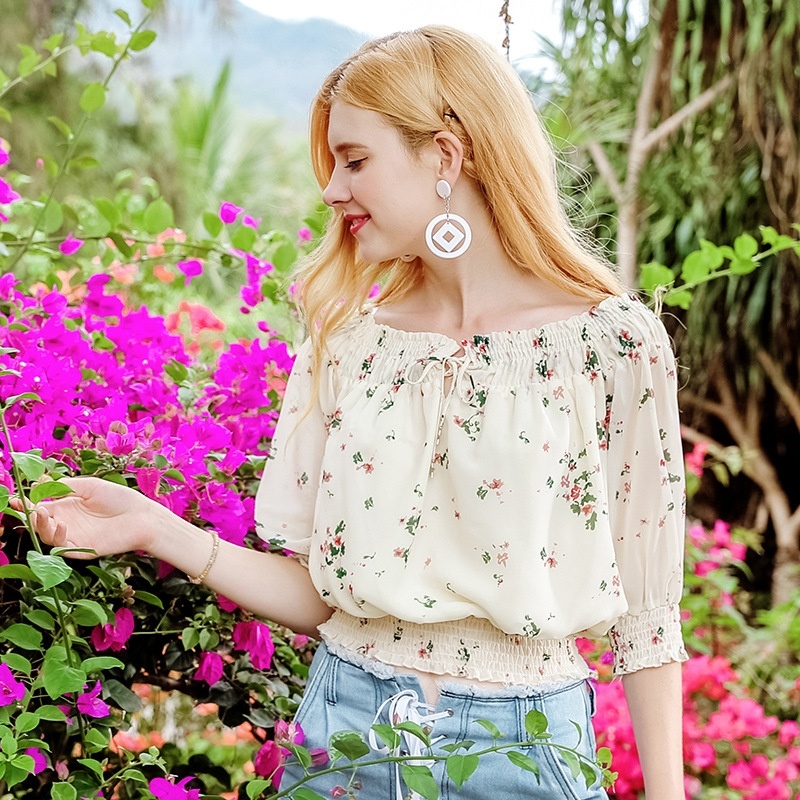 One-neck Five-point Sleeve Chiffon Shirt