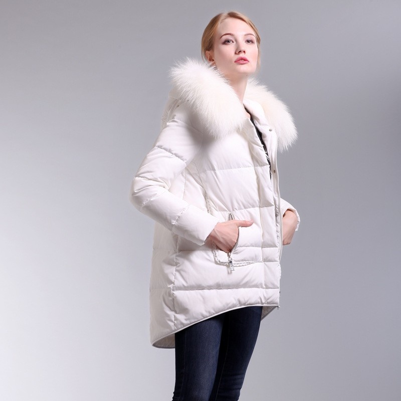 Inocente Blanco Cálido Cuello De Piel De Moda Por La Chaqueta