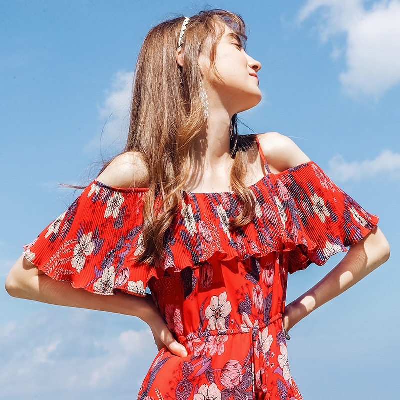 Sangle De Cou Imprimer Robe Chic Robe En Mousseline De Soie