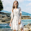 V-Ausschnitt Fünf-ärmeln Chiffon-Kleid