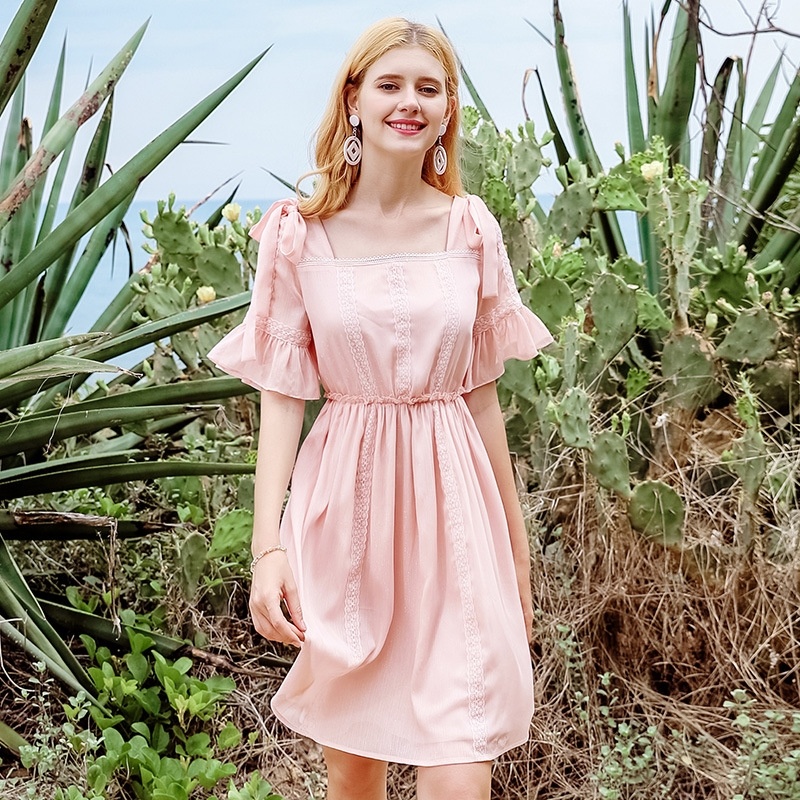 Party-Kragen, Fünf-Punkt-Hülle Ein Word-Chiffon-Kleid