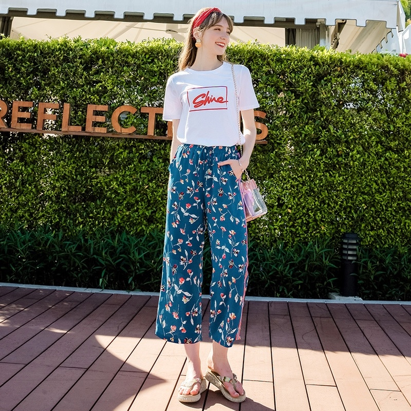 Élastique Imprimé Recadrée Pantalons