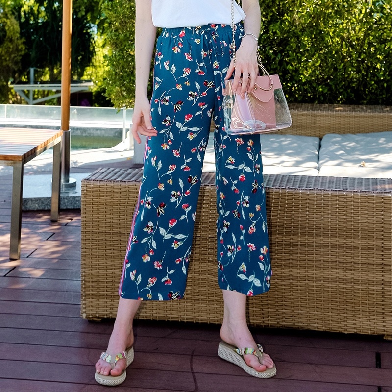 Élastique Imprimé Recadrée Pantalons