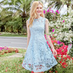 Round Neck Hollow A Word Lace Dress