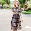 Hollow Mesh Printed Chiffon Fake Two Piece Dress