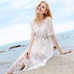Horn Sleeve Floral Printed Chiffon Dress