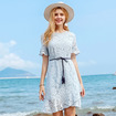 Rundhals Hohle Feste Ein Wort-Spitze-Kleid
